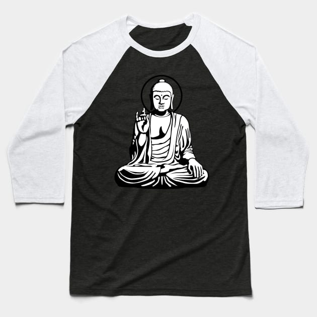 Young Buddha (black white) Baseball T-Shirt by Mystic-Land